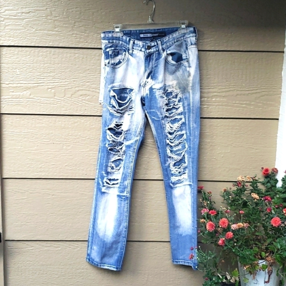 Brooklyn Xpress Jeans Mens 30X30 Rip Repaired ASSRIP